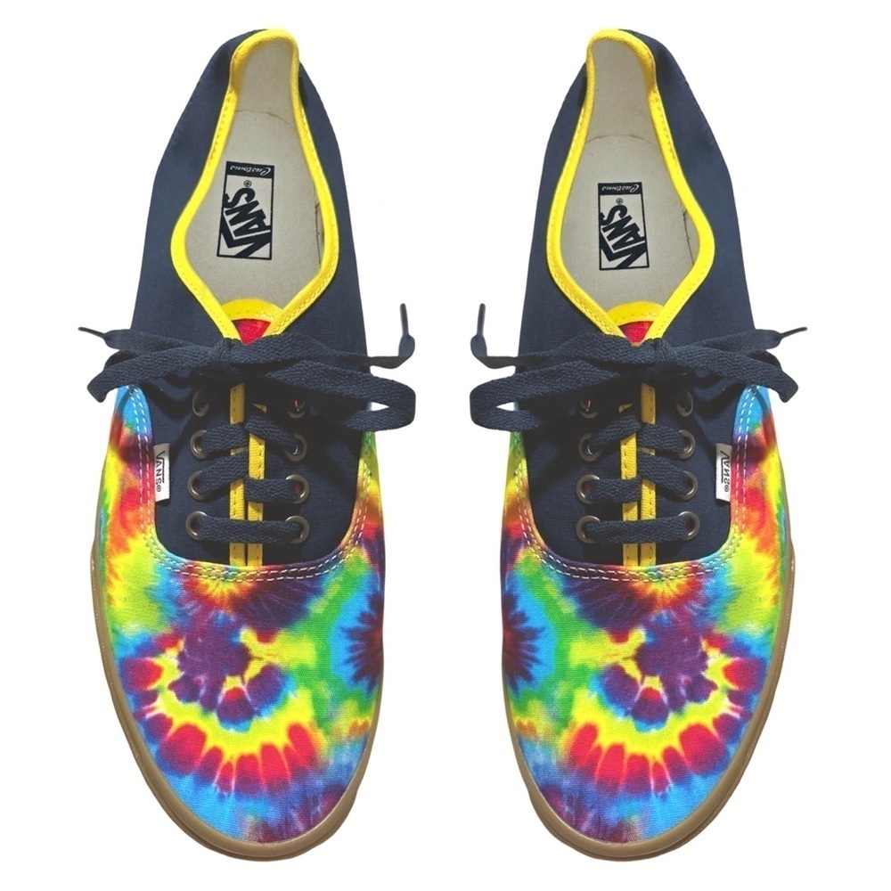 VANS • Authentic Custom Tie Dye Sneakers Hippie Festival Bohemian Vibrant Shoes - Picture 3 of 8